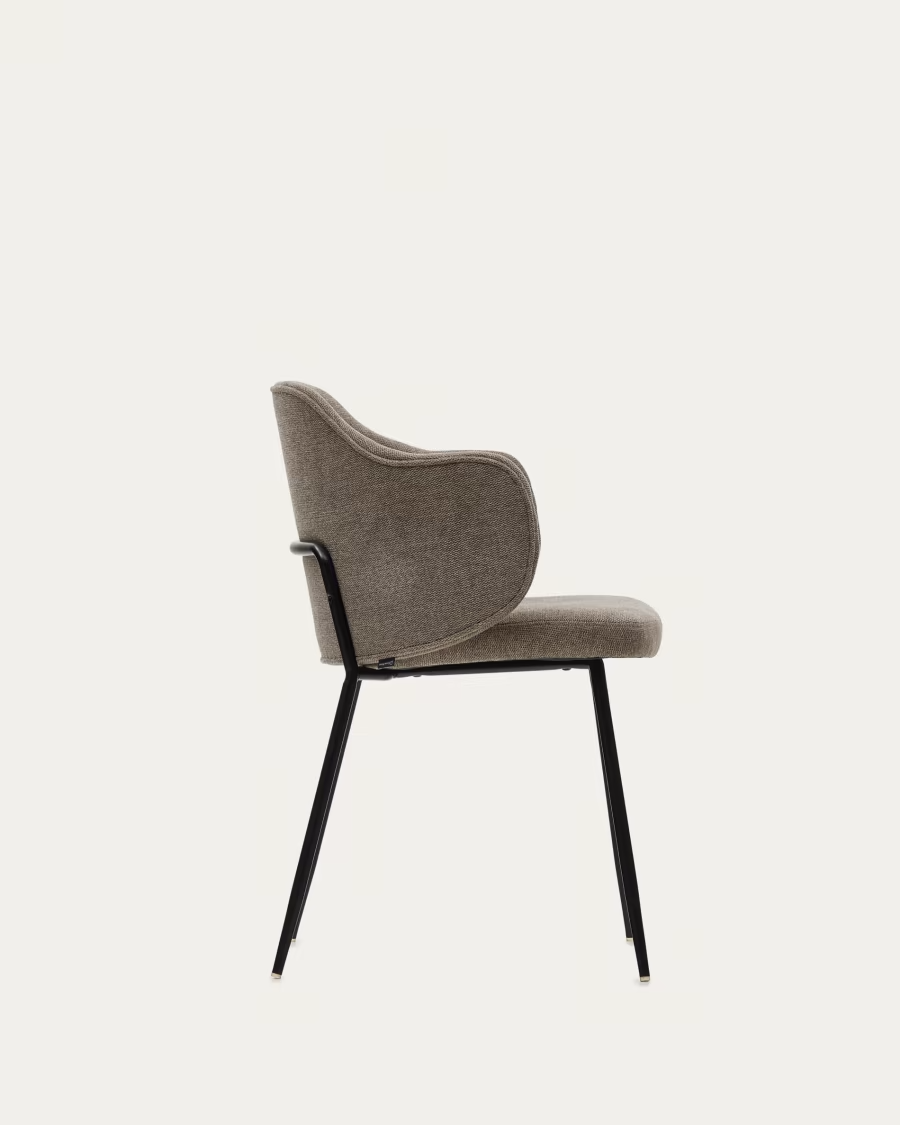 Kave Home 2 x Yunia chair in brown with steel legs in a painted black finish FR