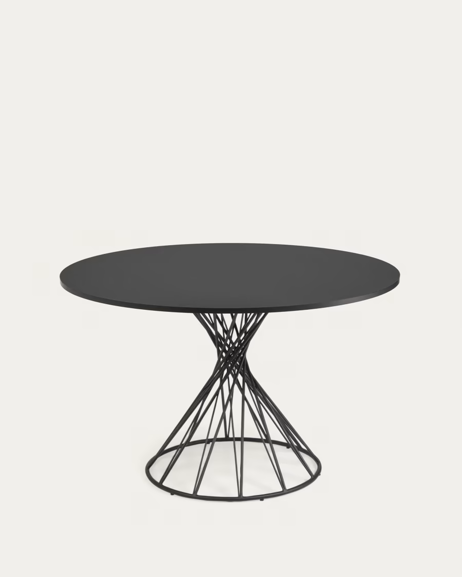 Kave Home Niut round 120 cm black table with steel legs (Minor scratches 60%off)