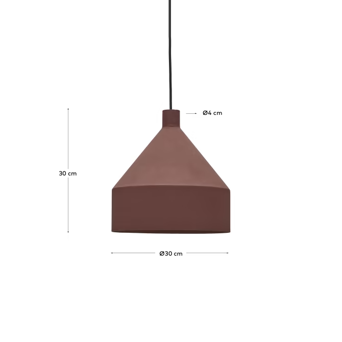 Kave Home Peralta ceiling lamp in metal with a terractotta painted finish, Ø 30