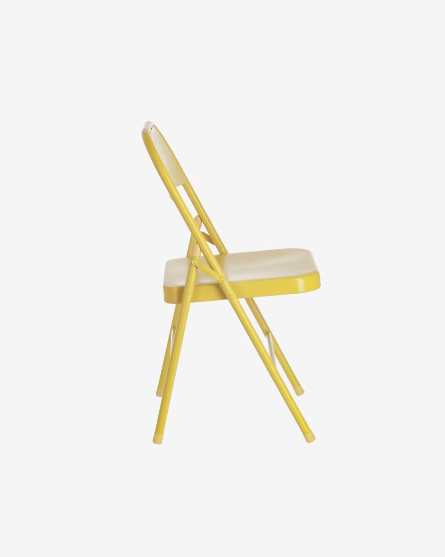 Kave Home Aidana metal folding chair in mustard