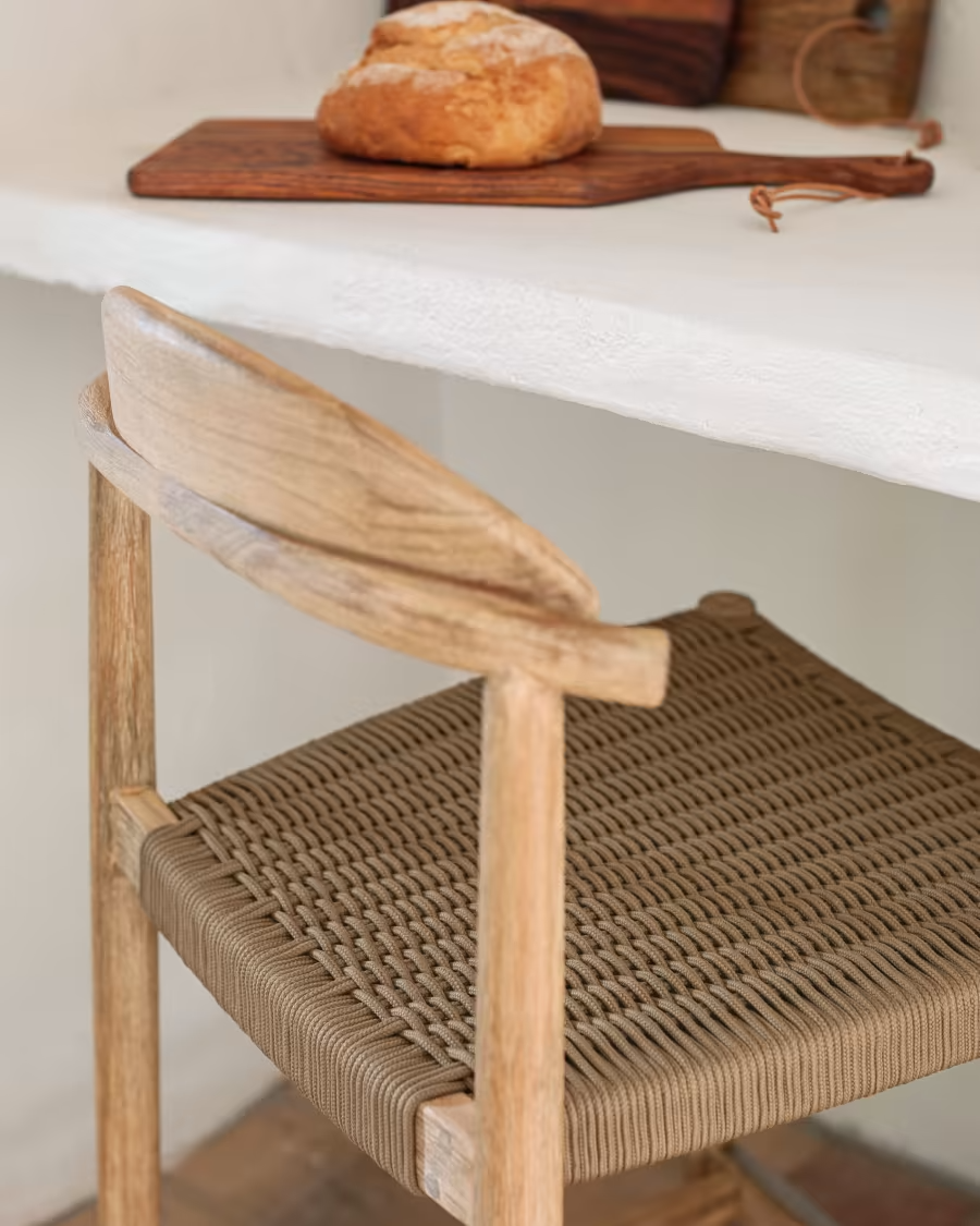 Kave Home Nina stool in solid acacia wood height 62 cm