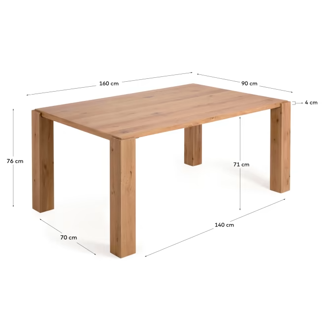 Kave Home Deyanira table with oak veneer and solid oak legs 160 x 90 cm