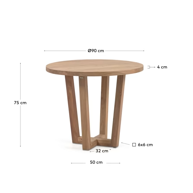 Kave Home Nahla round table made from solid acacia wood with natural finish Ø 90