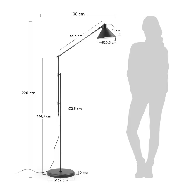 Kave Home Dione steel floor lamp UK adapter