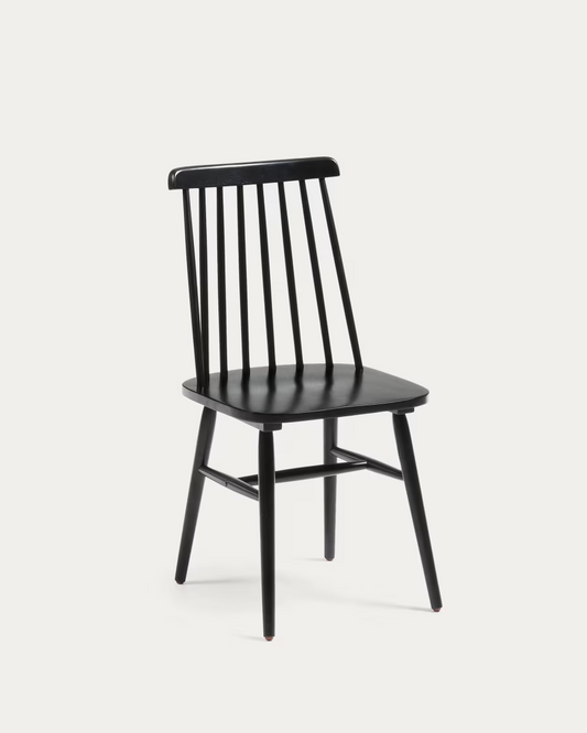 Kave Home Tressia MDF and solid rubber wood chair with black lacquer