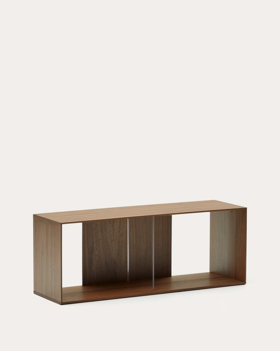 Kave Home Litto large shelf module in walnut veneer, 101 x 38 cm