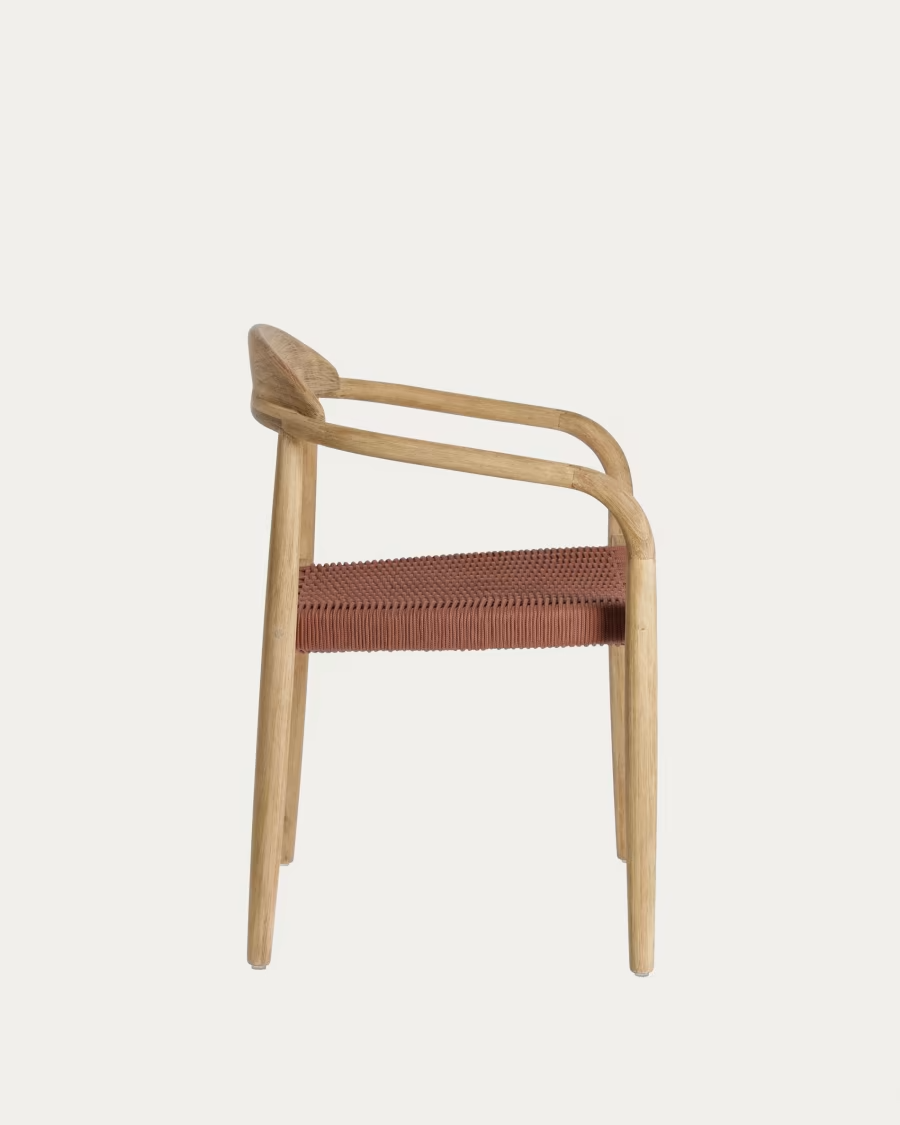 Kave Home set of 2  Nina chair in solid acacia wood and terracotta rope seat