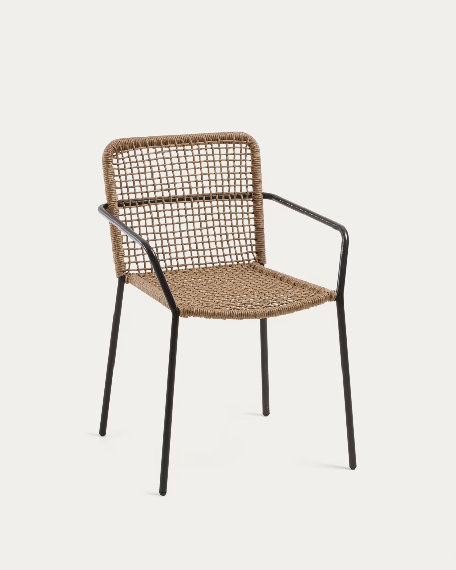 Kave Home Ellen stackable chair in beige cord with galvanised steel