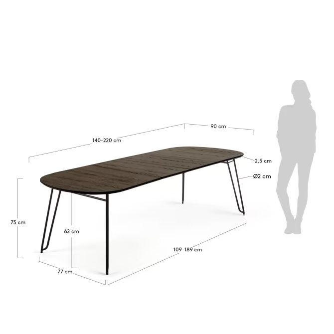 Kave Home Extendable Milian table 140 (220) x 90 cm