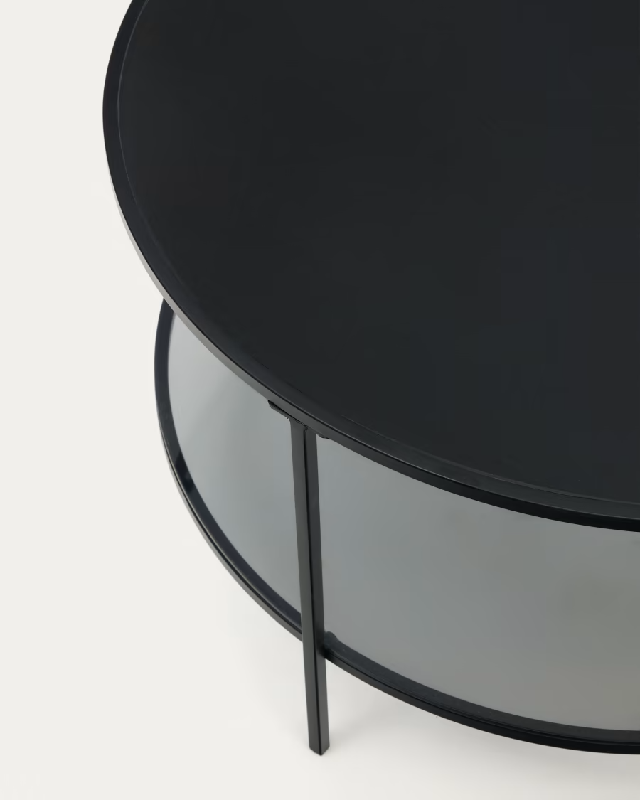 Kave Home Gilda tempered glass and metal coffee table with a matte black finish,