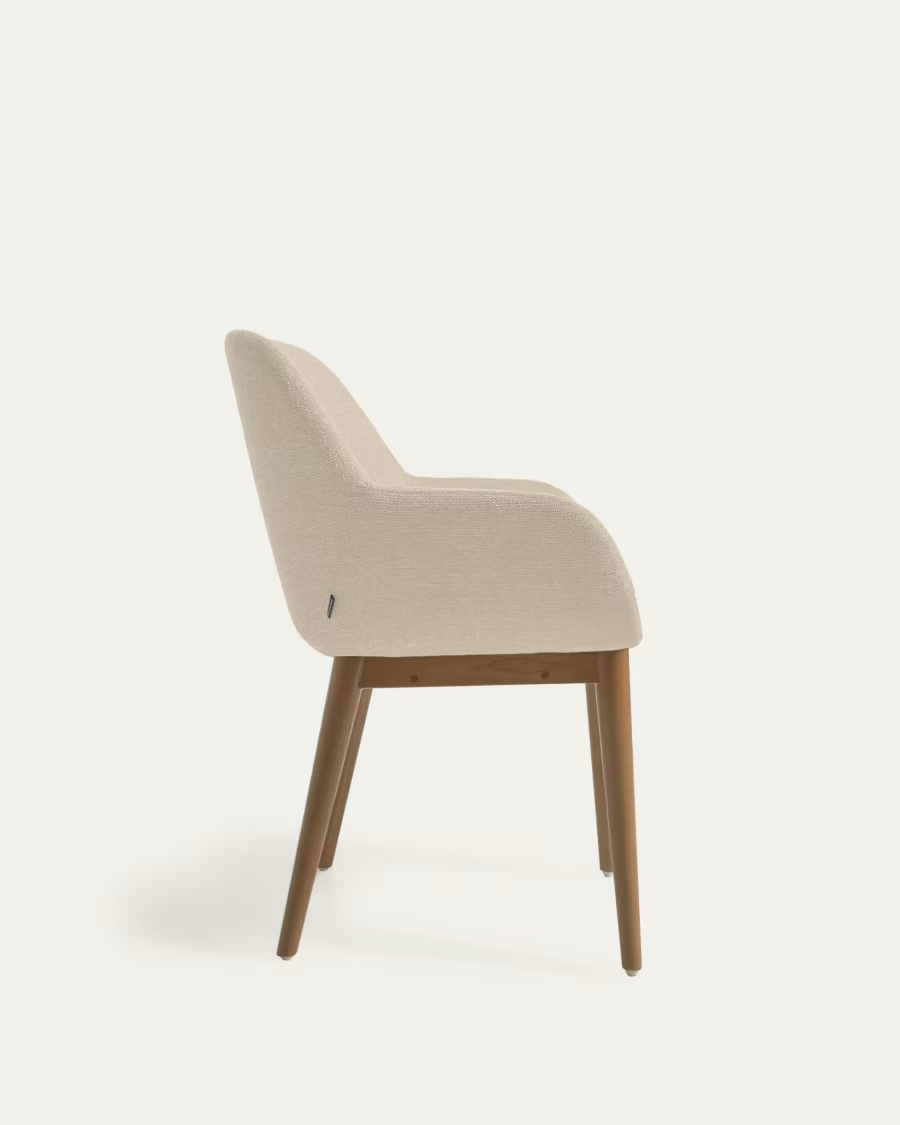 Kave Home 2 x Konna chair in beige with solid ash wood legs in a dark finish