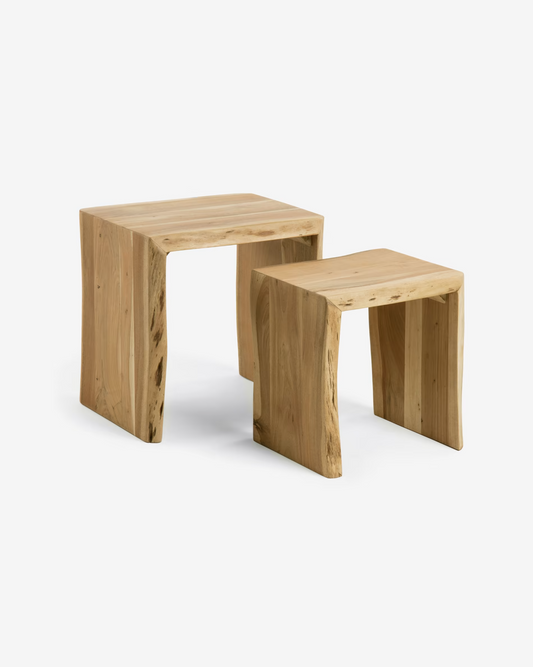 Kave Home Zuleika Set of 2 Nesting Side Tables - (made from solid acacia wood)