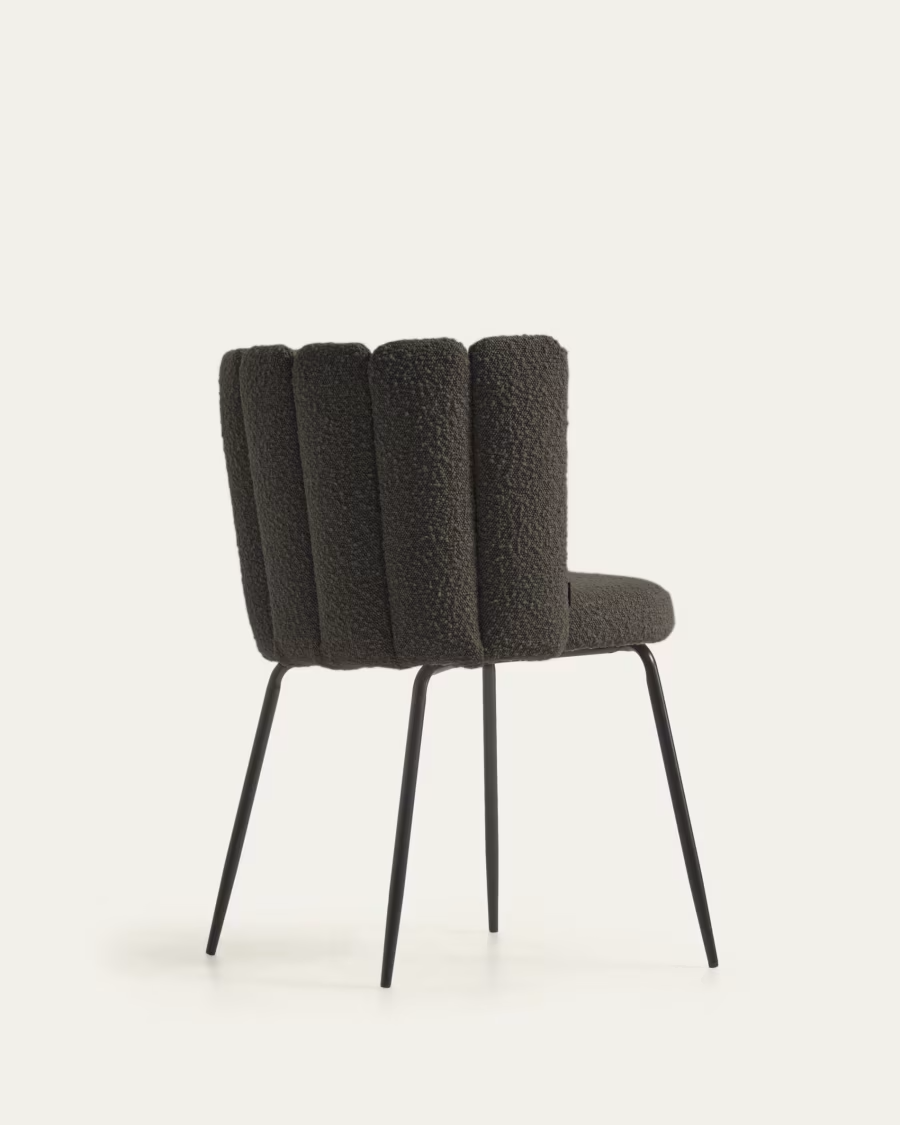 Kave Home Aniela chair in black sheepskin and metal with black finish RRP £209