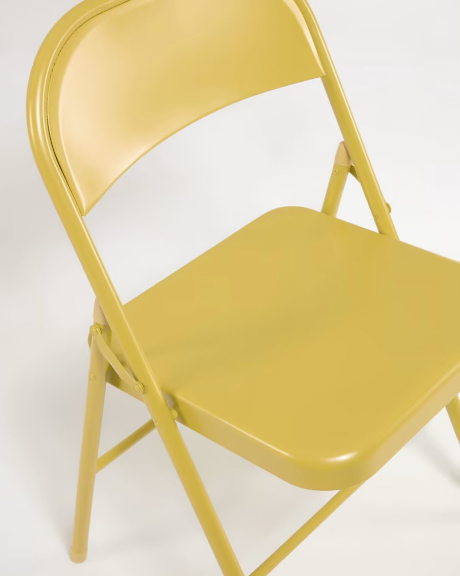 Kave Home Aidana metal folding chair in mustard