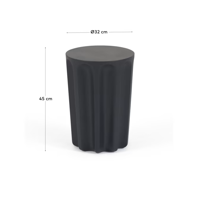 Kave Home Vilandra round outdoor side table made of concrete with black finish