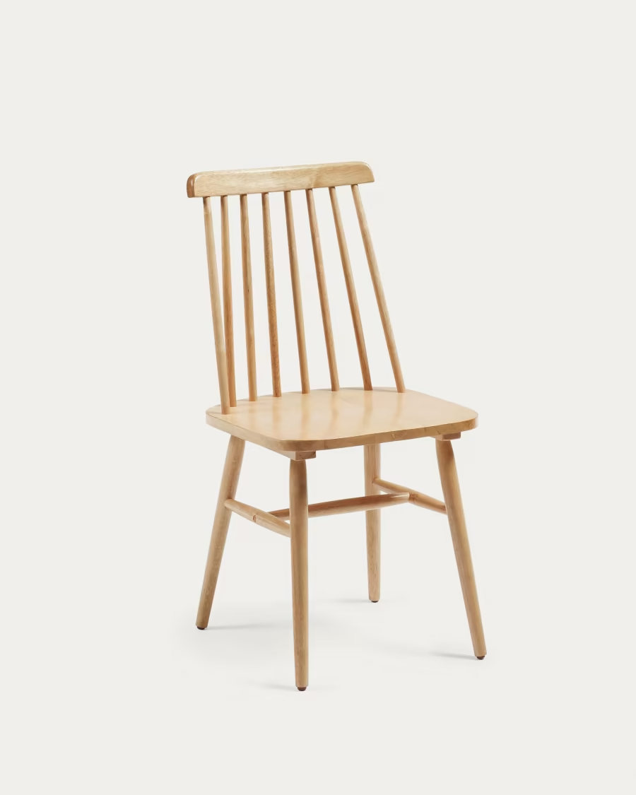 Kave Home 2 x Tressia MDF and solid rubber wood chair with natural lacquer