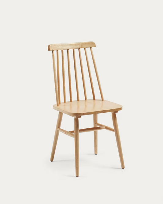 Kave Home 2 x Tressia MDF and solid rubber wood chair with natural lacquer