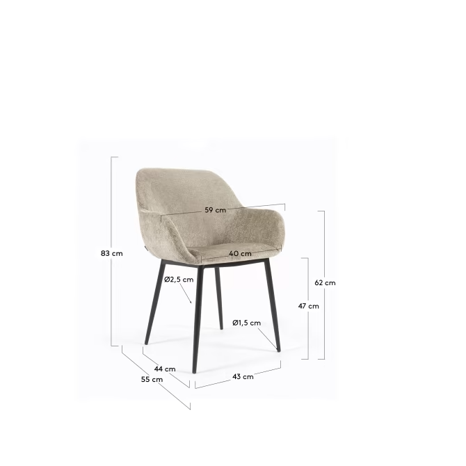 Kave Home Konna beige chair with steel legs FR