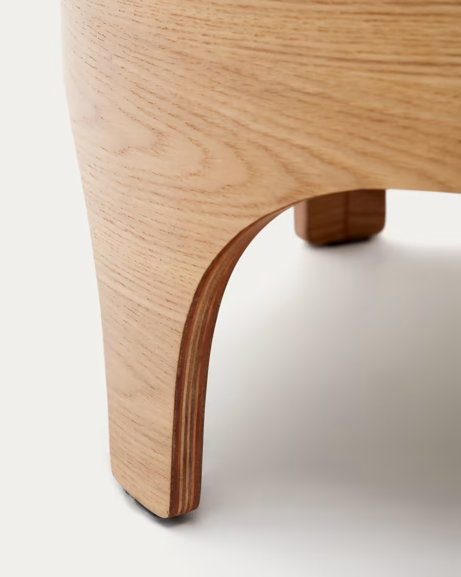 Kave Home Octavia bedside table in ash plywood Ø 55 cm