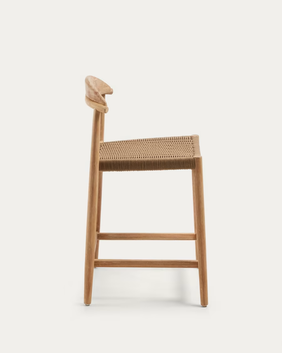 Kave Home 2 x Nina stool in solid acacia wood height 62 cm