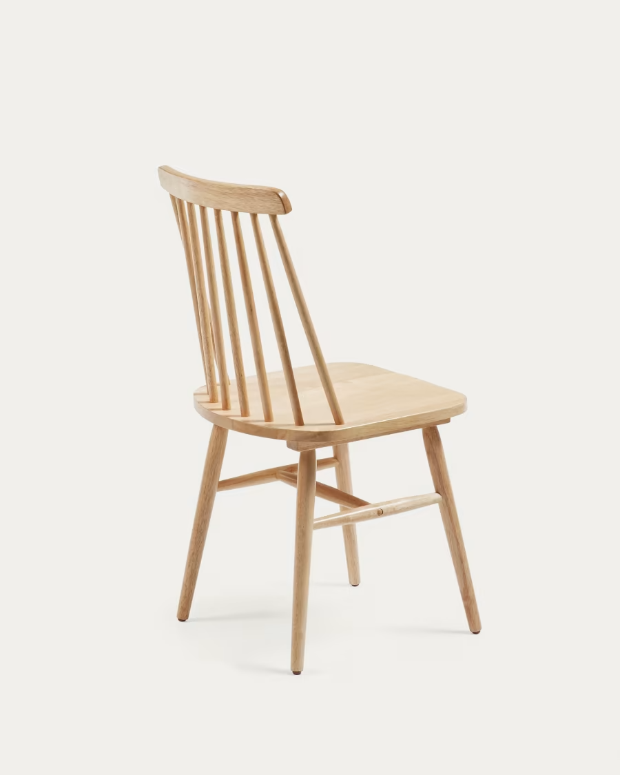 Kave Home 2 x Tressia MDF and solid rubber wood chair with natural lacquer