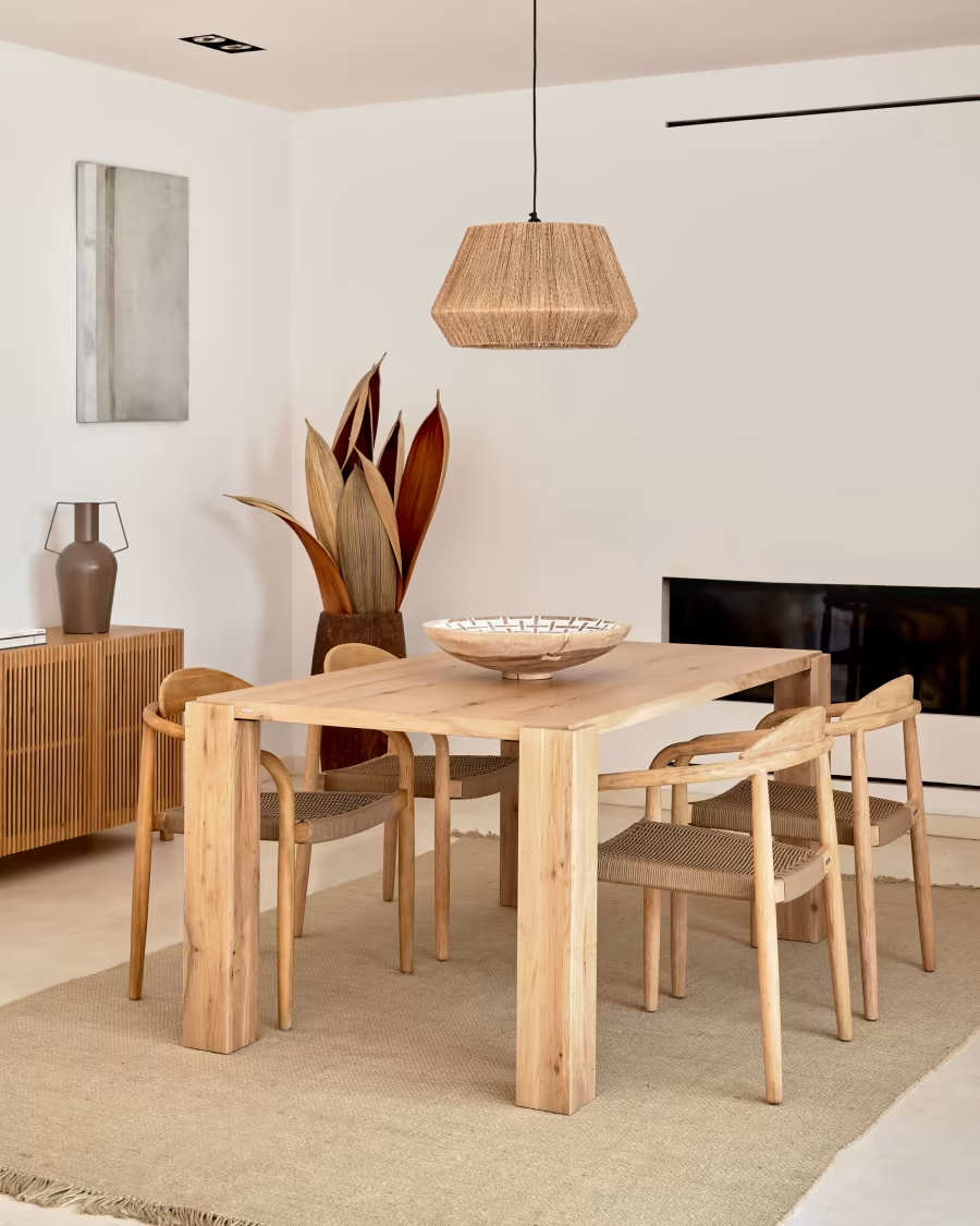 Kave Home Deyanira table with oak veneer and solid oak legs 160 x 90 cm