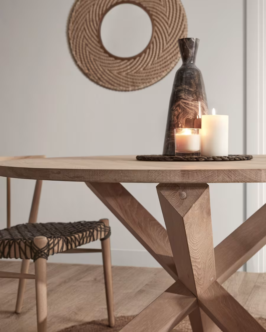 Kave Home Lotus wood table in solid oak, Ø 120 cm