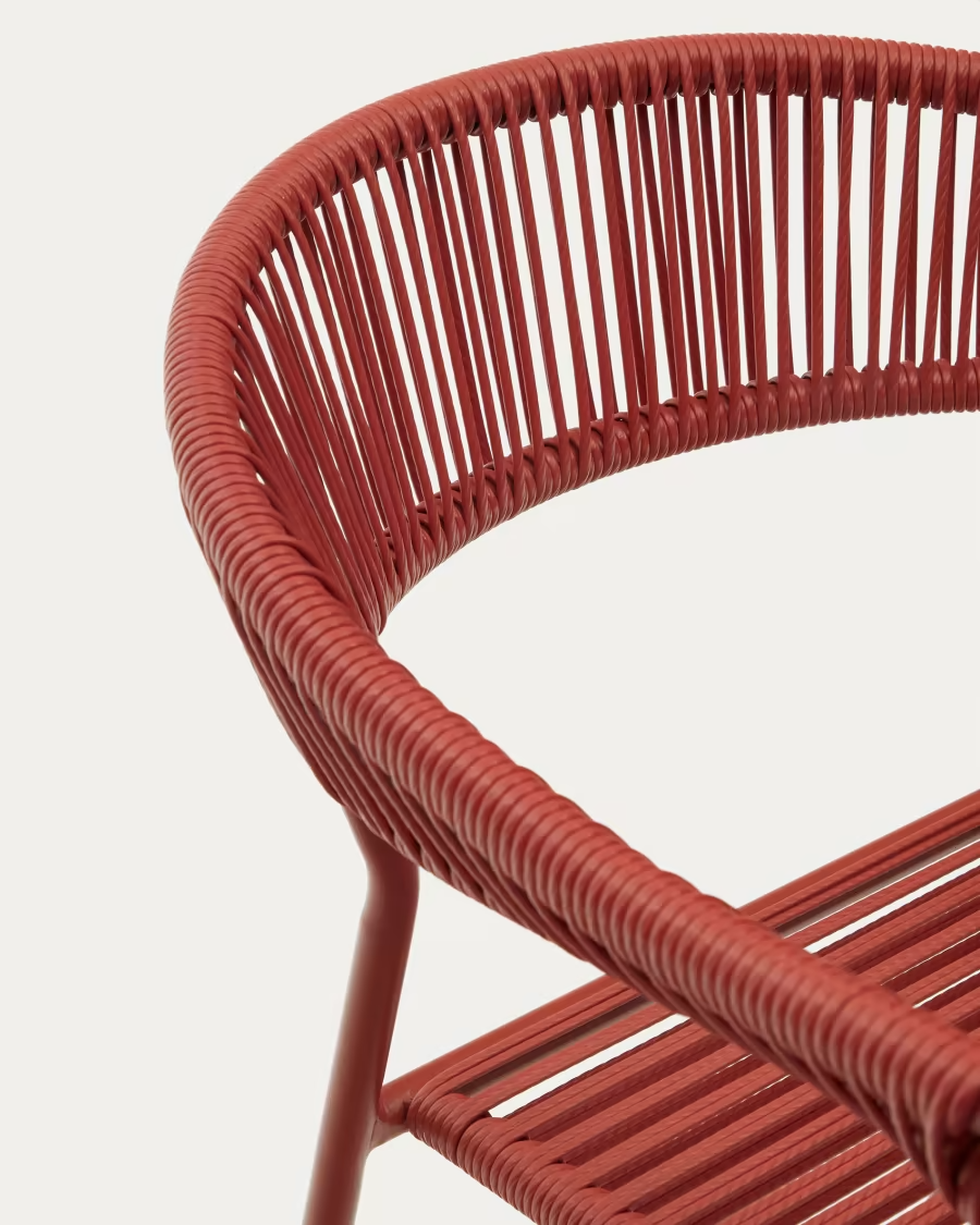 Kave Home 4 x Futadera stackable outdoor chair in terracotta synthetic cord