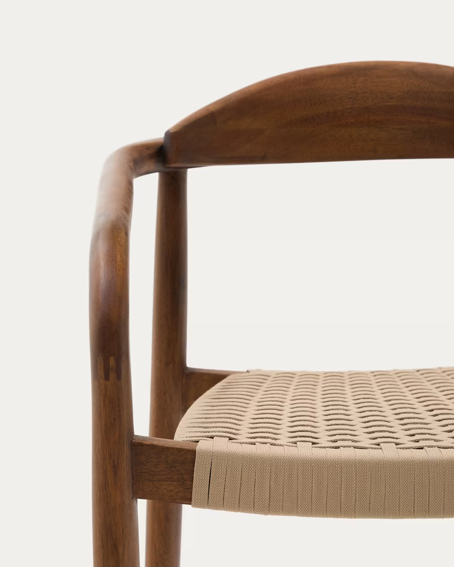 Kave Home 1 x Nina stackable chair in solid acacia wood with walnut finish