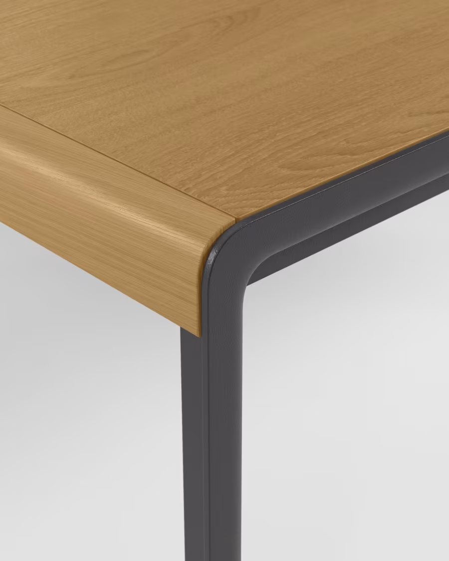 Kave home Nadyria extendable table with oak veneer and steel legs 160 (200) x 90