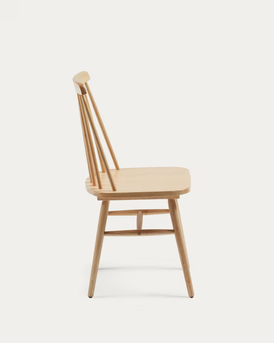 Kave Home 2 x Tressia MDF and solid rubber wood chair with natural lacquer