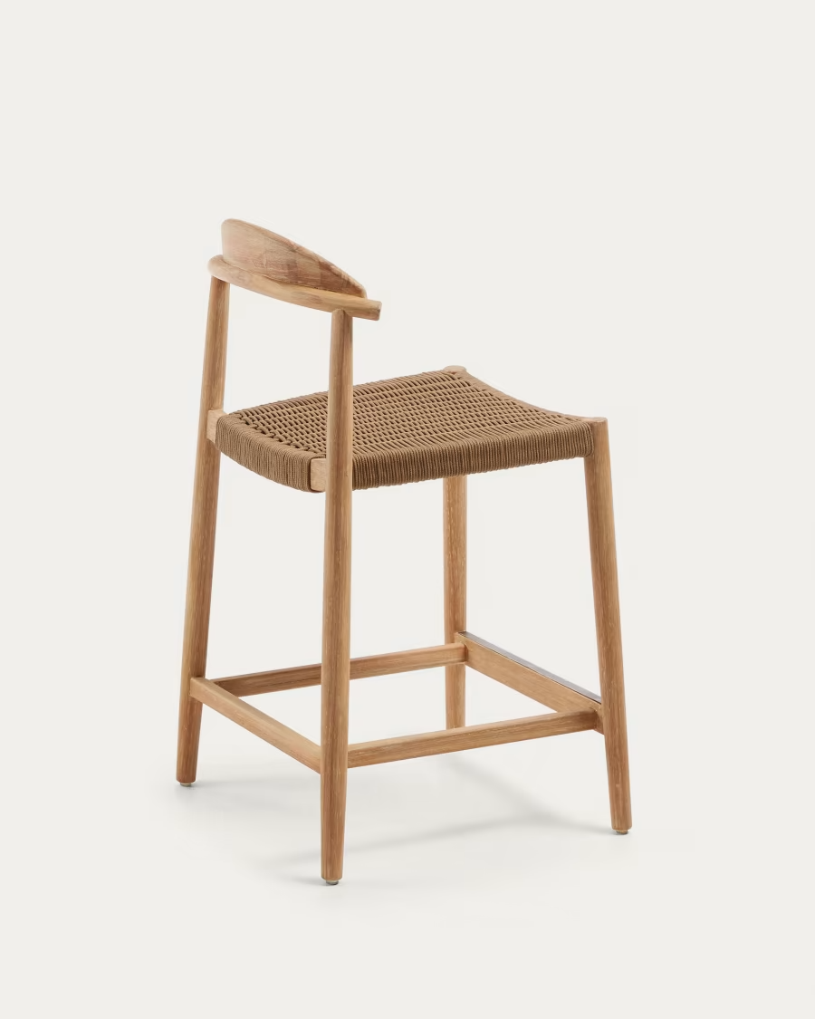 Kave Home 2 x Nina stool in solid acacia wood height 62 cm