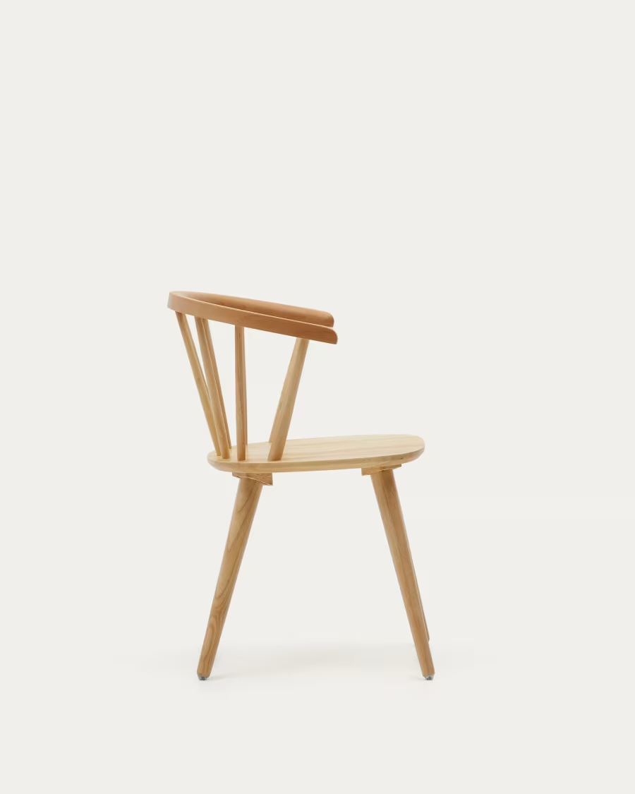 Kave Home 2 x Trise MDF and solid rubber wood chair with natural lacquer