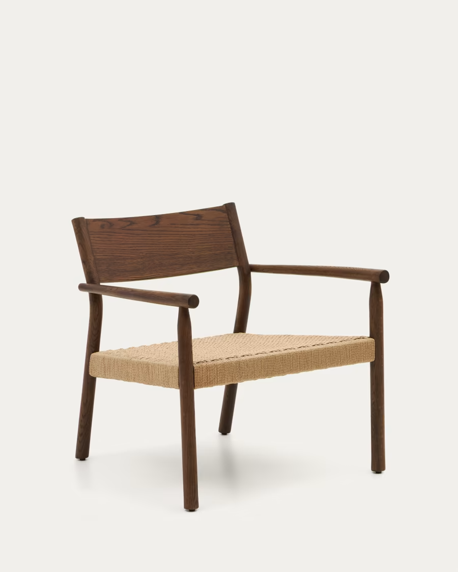 Kave Home Yalia armchair in solid oak with a walnut finish