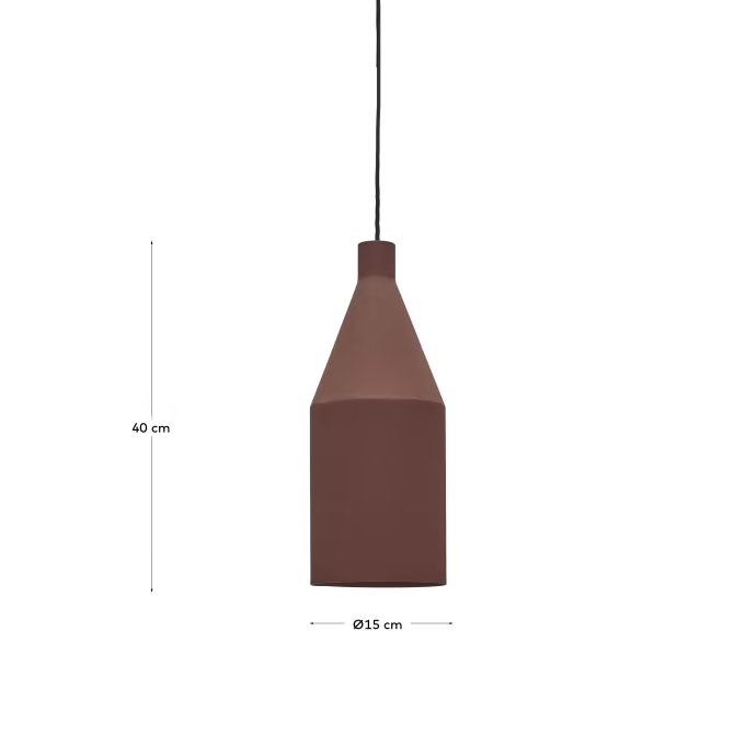 Kave Home Peralta ceiling lamp in metal with a terractotta painted finish, Ø 15