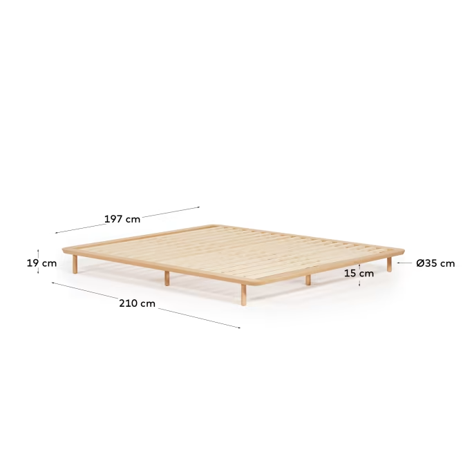 Kave Home Anielle bed made from solid ash wood for a 180 x 200 cm mattress