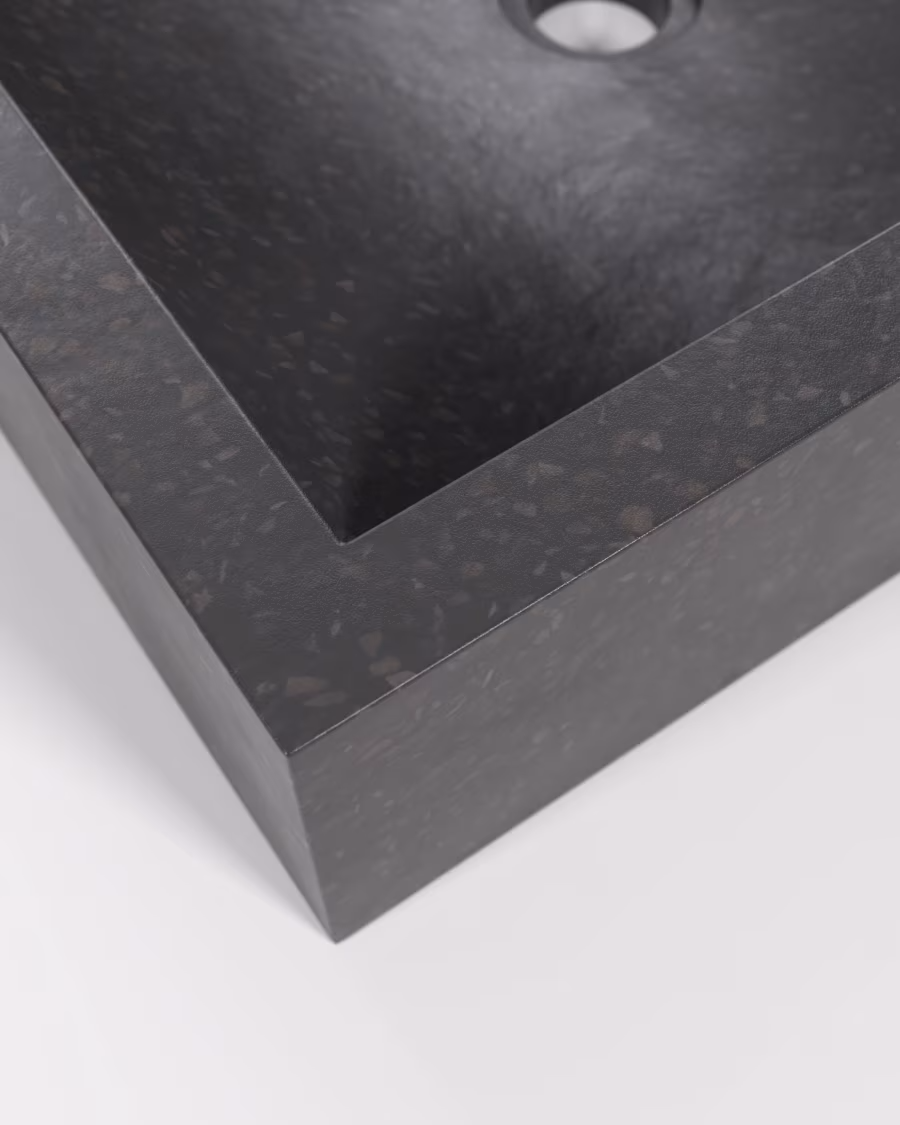 Kave Home Delina countertop washbasin in black terrazzo 40 x 45 cm