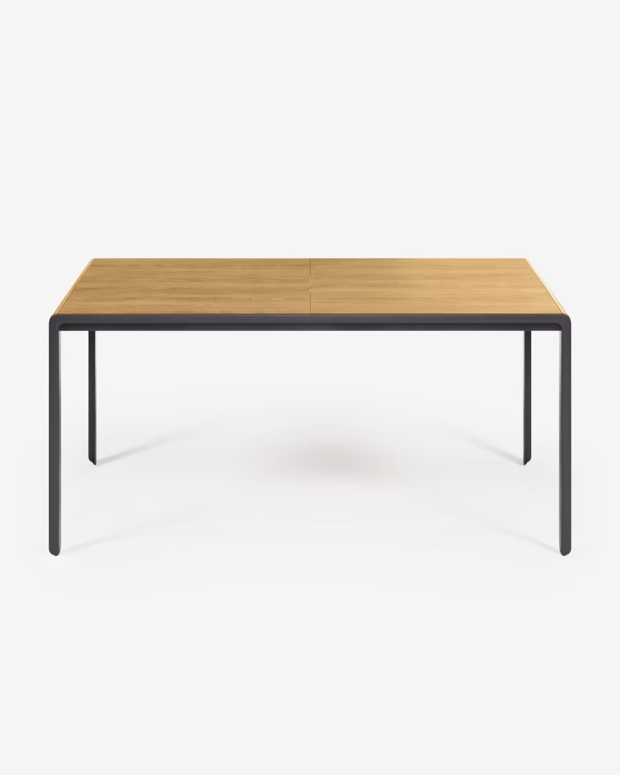 Kave home Nadyria extendable table with oak veneer and steel legs 160 (200) x 90