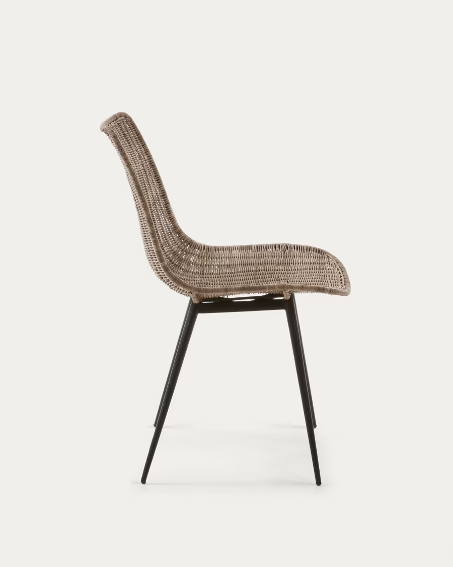 Kave Home 2 x Equal chair made from rattan, with black finished steel legs