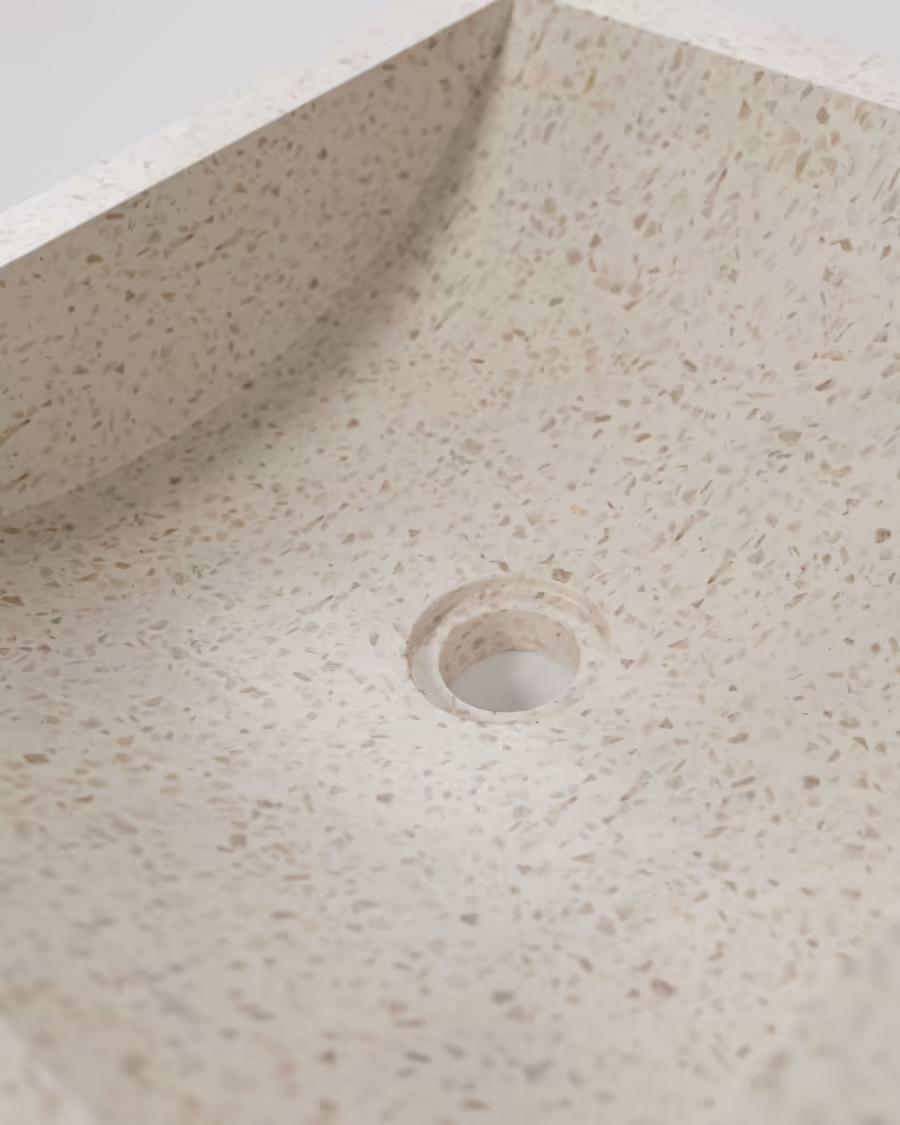 Kave Home Delina countertop washbasin in white terrazzo 40 x 45 cm