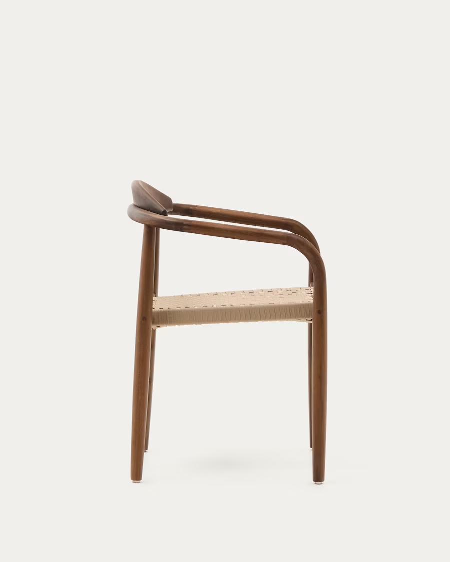 Kave Home 1 x Nina stackable chair in solid acacia wood with walnut finish