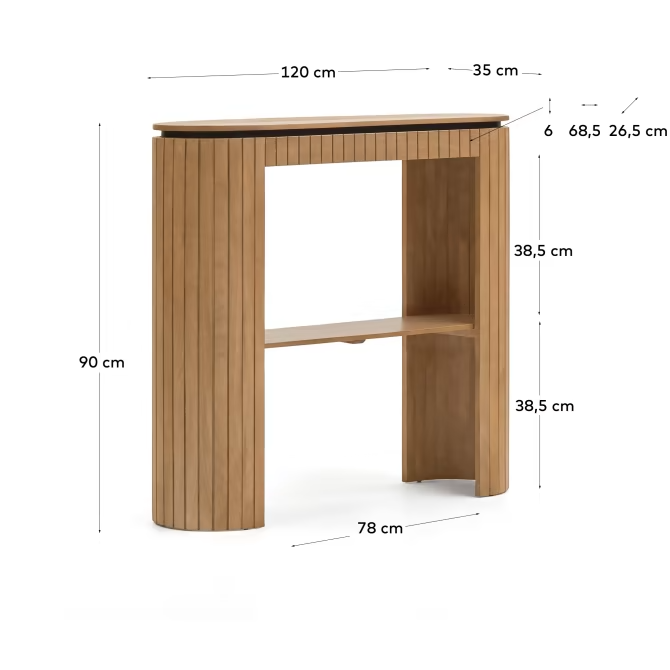 Kave Home Licia console table with 1 drawer, solid mango wood, 120 x 90 cm