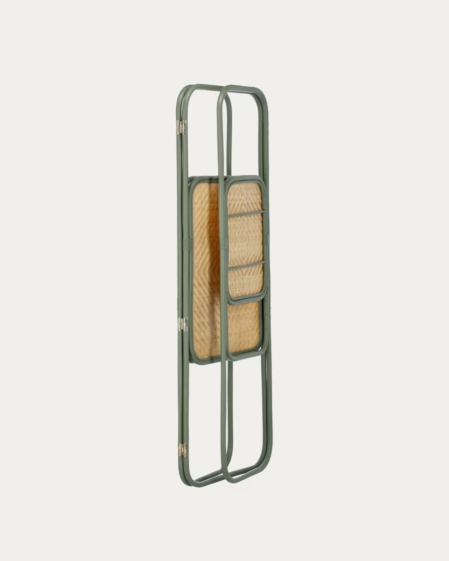 Margaret rattan screen natural and green finish 165 x 180 cm