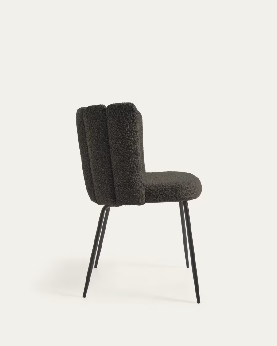 Kave Home Aniela chair in black sheepskin and metal with black finish RRP £209