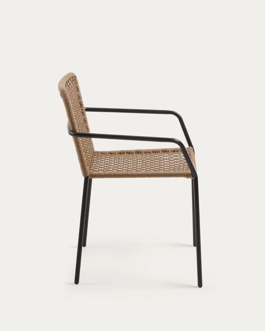 Kave Home Ellen stackable chair in beige cord with galvanised steel