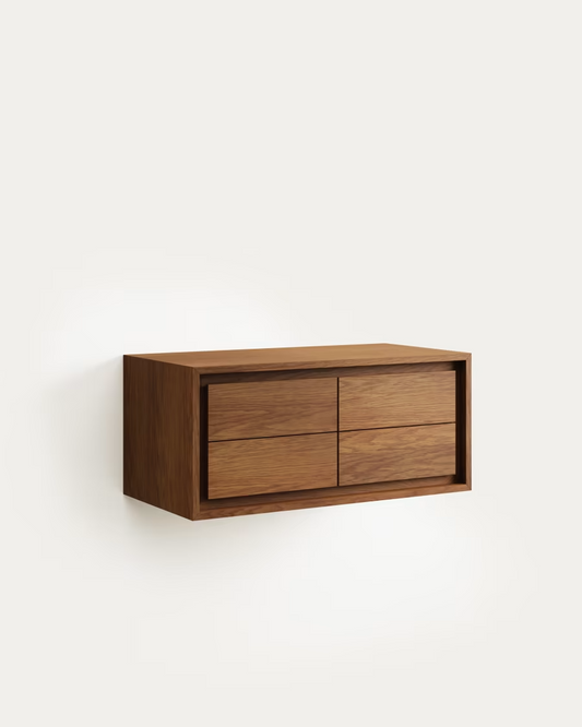 Kave Home Kenta bathroom furniture in solid teak wood with a walnut finish, 90 x