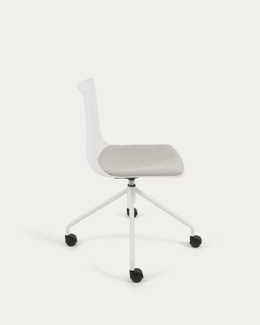 Kave Home Ralfi white desk chair with light grey seat