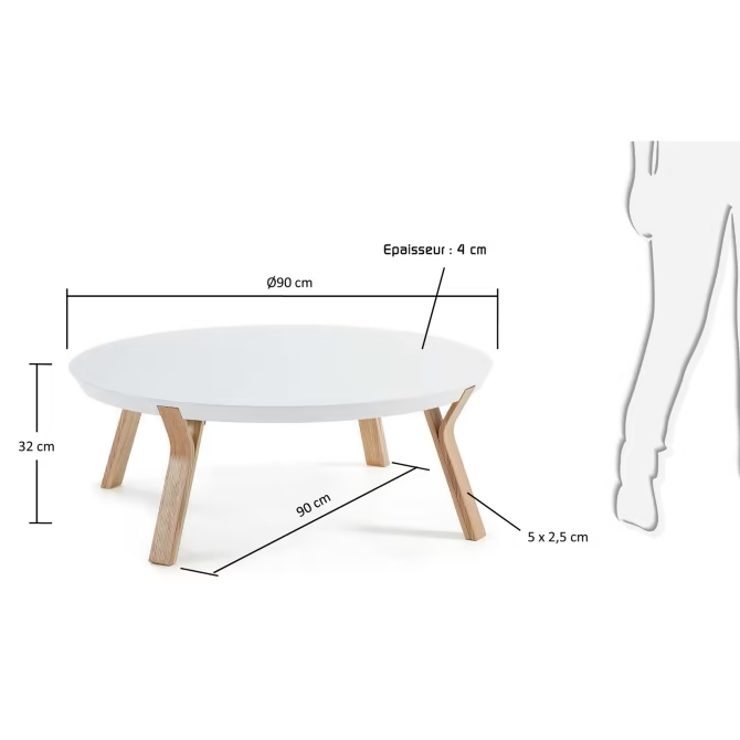 Kave Home White and ash Dilos coffee table Ø 90 cm