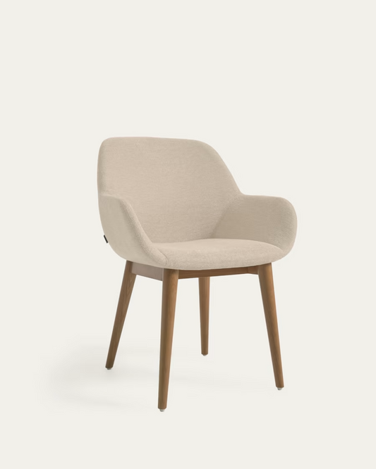 Kave Home 2 x Konna chair in beige with solid ash wood legs in a dark finish