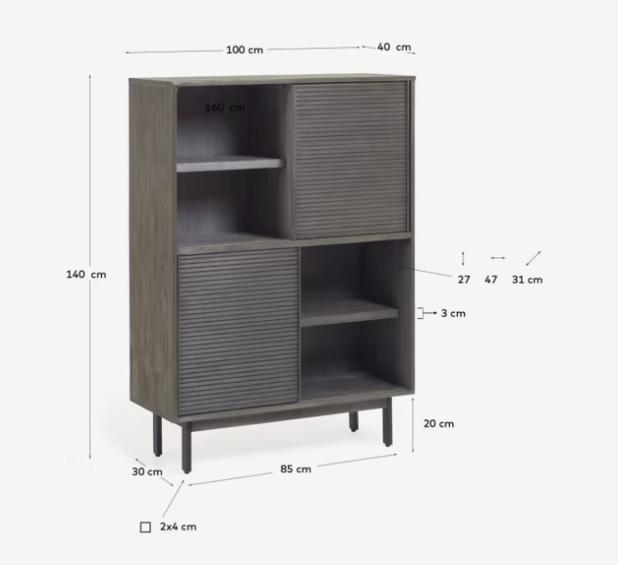 Kave Home Indiann Cabinet in Solid Acacia Wood - 100 x 140 cm